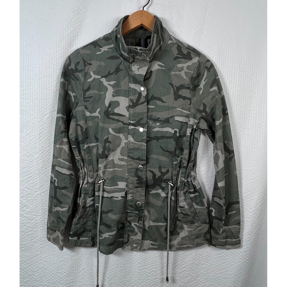 Joujou Camo Women's M Light Jacket Full Zip‎ & Snap Button Up + Drawstring Waist